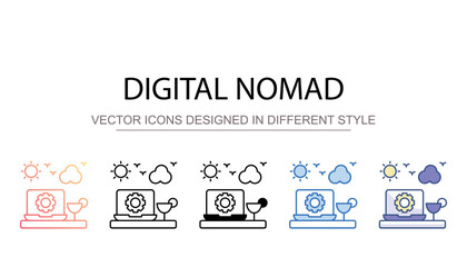 Digital Nomad icon design with white background stock illustration