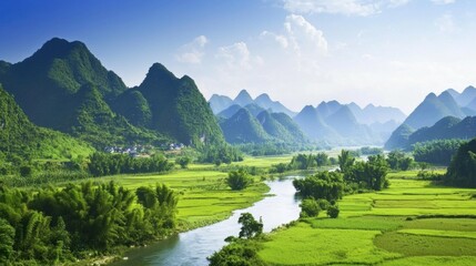 Fototapeta premium Eden's Embrace: A Serene Landscape for Your Escape