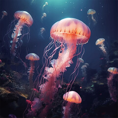 Fototapeta premium jelly fishes in the aquarium