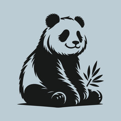Panda black silhouette isolated on a white background. Panda illustration design.