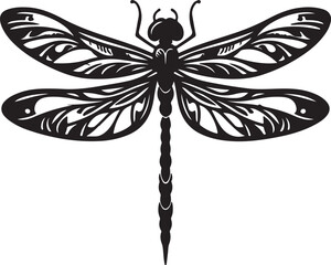 Dragonfly icon. Black dragonfly sign. Flat design. Silhouette icon. Vector illustration
