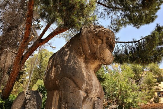 Aleppo, Syria. Statue of the Lion of Al-Lat at the University of Aleppo in Syria. Ancient masterpiece