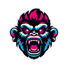 monkey animal head logo, modern illustration design.