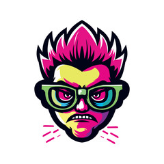 geek man face with sunglases