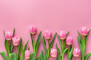Pink Tulips on Pink Background