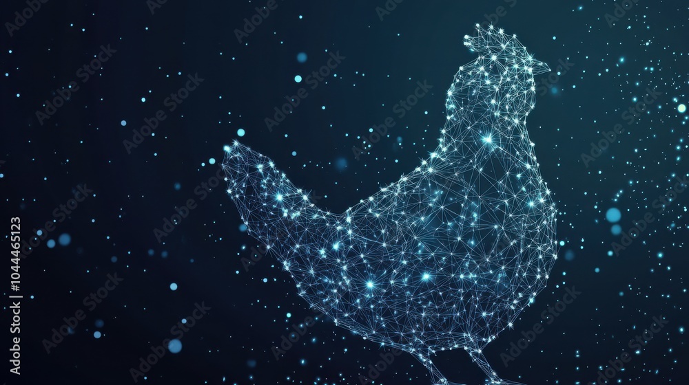Sticker chicken and egg. low poly wireframe. vector polygonal image in the form of a starry sky or space, co