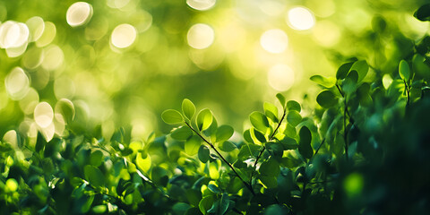 Fresh Morning Dew on Vibrant Green Spring Leaves