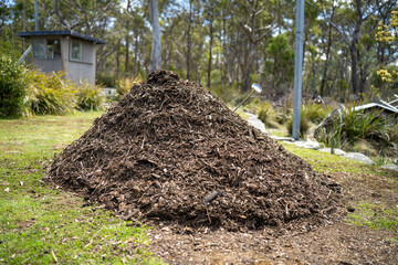 measuring the temperature of a Compost pile, organic thermophilic compost turning in Tasmania...