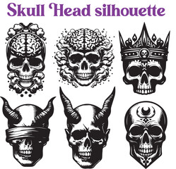 Skull Head Silhouette Logo vector set