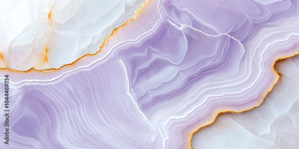 Poster Lavender jade surface texture with smooth, flowing patterns and golden accents creates serene and elegant visual. soft hues evoke sense of calm and tranquility