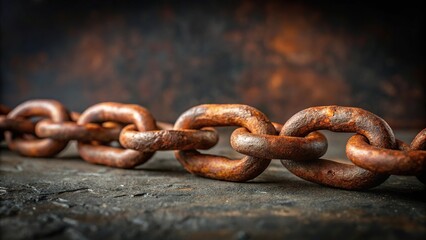 Fototapeta premium Rusty chain against a dark background representing Juneteenth symbolism