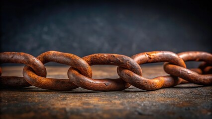 Fototapeta premium Rusty chain on dark background symbolizing Juneteenth