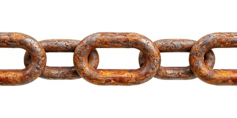 Fototapeta premium Rusty chainlink fence on white background