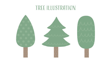北欧風のかわいい木のイラスト素材セット