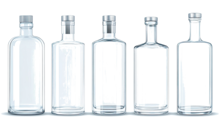 Clear Glass Bottles on a Transparent Background Generative AI