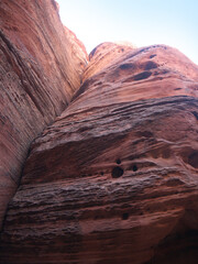 Looking up to the top of Buckskin Gulch canyon stone walls
