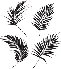 set of silhouettes of leaves