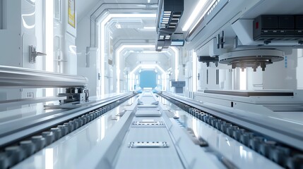 Naklejka premium A bending machine in a cleanroom environment