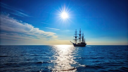Fototapeta premium Sailboat in ocean under clear skies