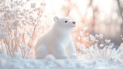 Fototapeta premium An empty scene featuring blank mockup template for a polar bear-themed charity auction flyer, c