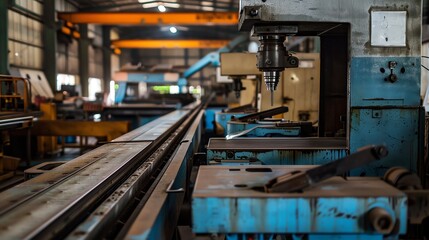 Fototapeta premium A bending machine in an industrial workshop