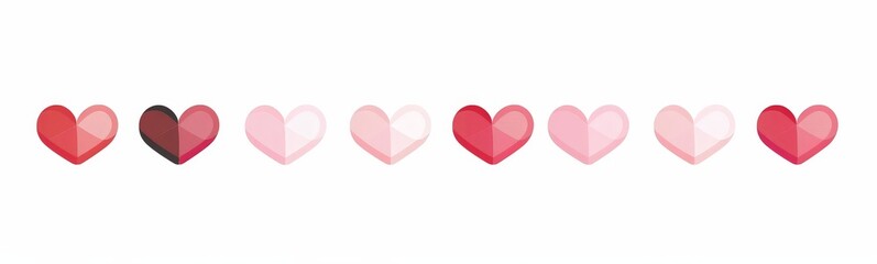 Gradient Hearts on White Background