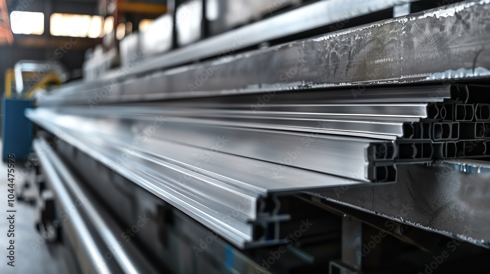 Wall mural a bending machine with a stack of metal sheets ready for processing