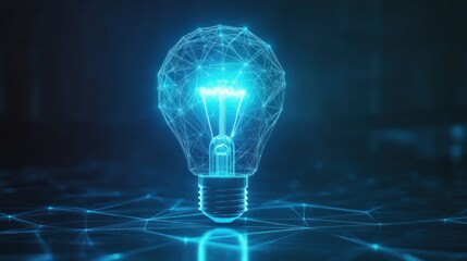 A glowing, digital representation of a light bulb symbolizing innovation and technology.