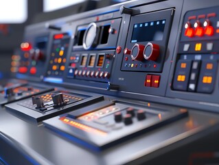 Naklejka premium A detailed render of the control panel of a modern bending machine