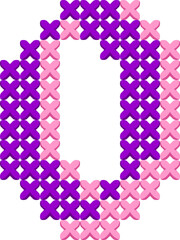 Embroidery Cross Stitch Letter Alphabet Vector Element O