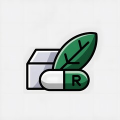 Obraz premium Capsule with green leaf, vector icon, linear pictogram generated by AI