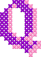 Embroidery Cross Stitch Letter Alphabet Vector Element Q