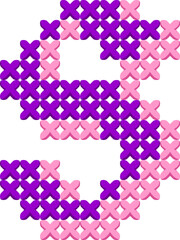 Embroidery Cross Stitch Letter Alphabet Vector Element S
