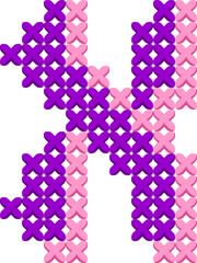Embroidery Cross Stitch Letter Alphabet Vector Element X