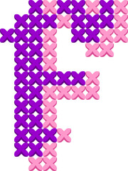 Embroidery Cross Stitch Letter Alphabet Vector Element F