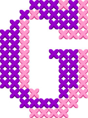 Embroidery Cross Stitch Letter Alphabet Vector Element G