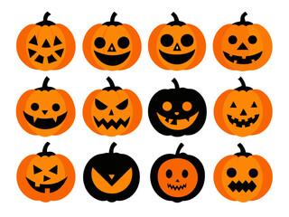 Set of Halloween pumpkin illustration. decoration jack icons vector on white background