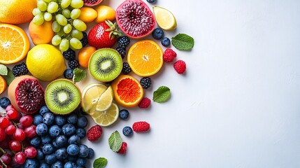 Mixed fruits with copy space