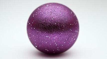 Obraz premium Purple glittery Christmas ball isolated on white background festive holiday decoration mockup for seasonal designs with bright sparkles and vivid colors.. Generative AI