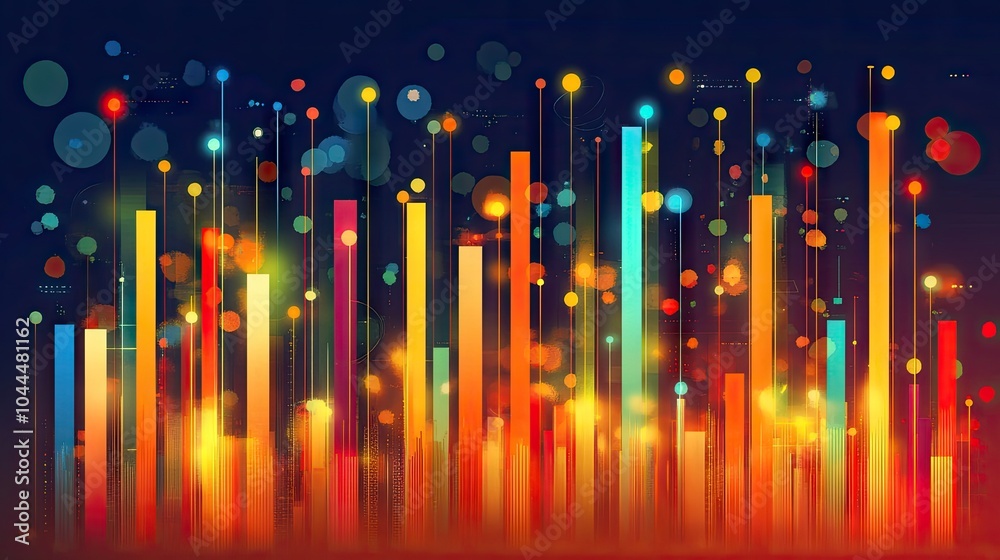 Poster dynamic e-commerce metrics displayed on a futuristic background with graphs, charts, and data visual