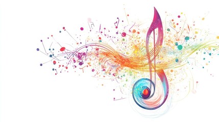 An artistic depiction of a treble clef formed by intertwining lines of quantum energy