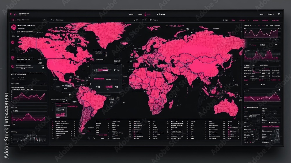 Poster futuristic dashboard displaying e-commerce metrics with interactive charts and graphs, analyzing tre