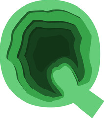 Paper Cut Multilayer Style Letter Alphabet Vector Element Q