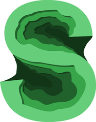 Paper Cut Multilayer Style Letter Alphabet Vector Element S