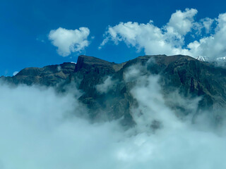 clouds in the mountains