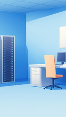 Fototapeta premium Modern AI Startup Office with Server Infrastructure