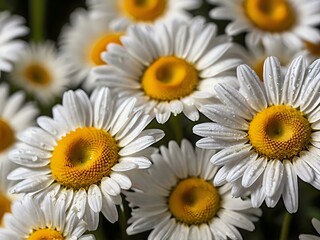 Fototapeta premium The beauty of yellow and white daisy flowers photographed from close range using a camera in a flower garden