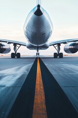 Airplane taxiing on runway, symbolizing precision in aviation