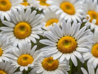The beauty of yellow and white daisy flowers photographed from close range using a camera in a flower garden