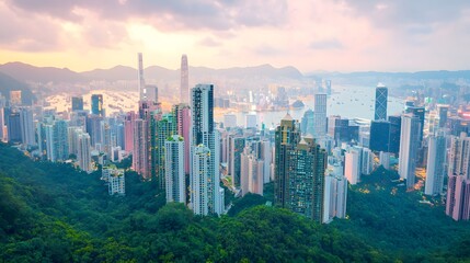 Fototapeta premium Modern Cityscape with Wide-Angle Perspective